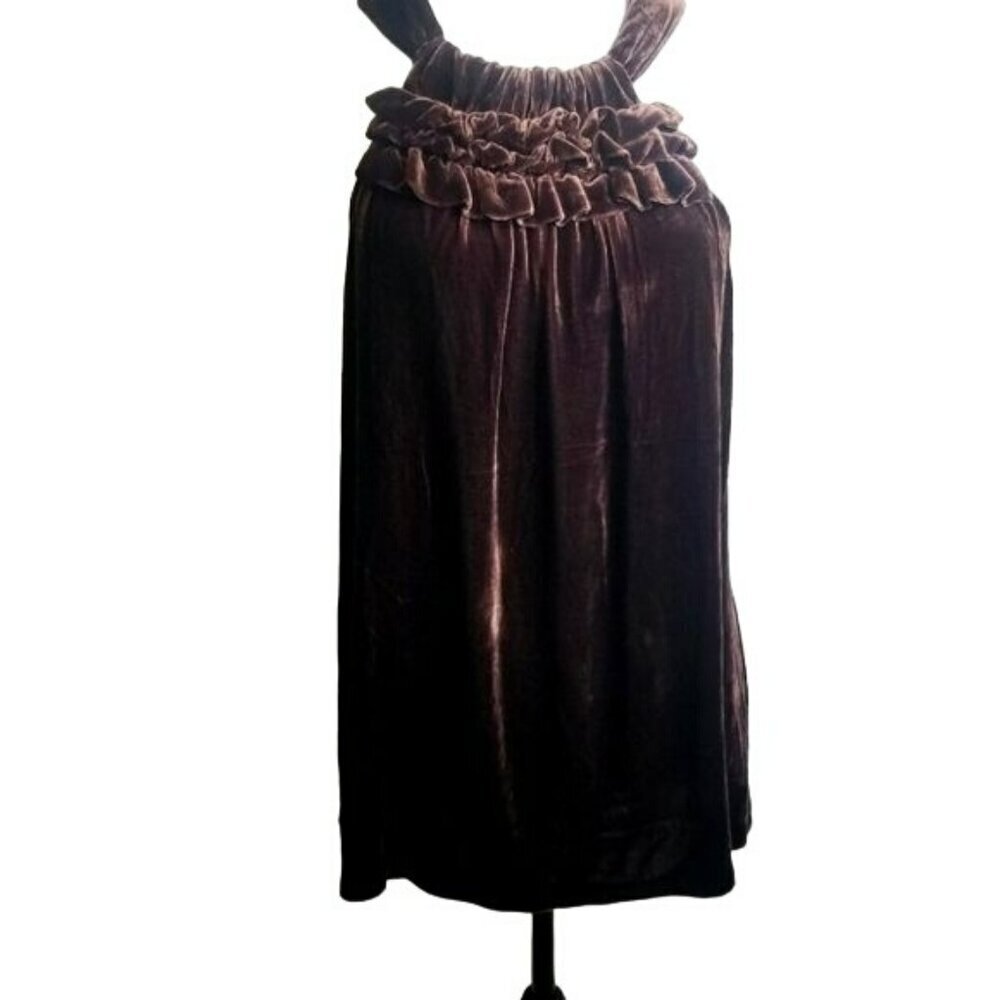 Sundance velvet tank ruffles Silk Chocolate brown silk blend sleeveless M